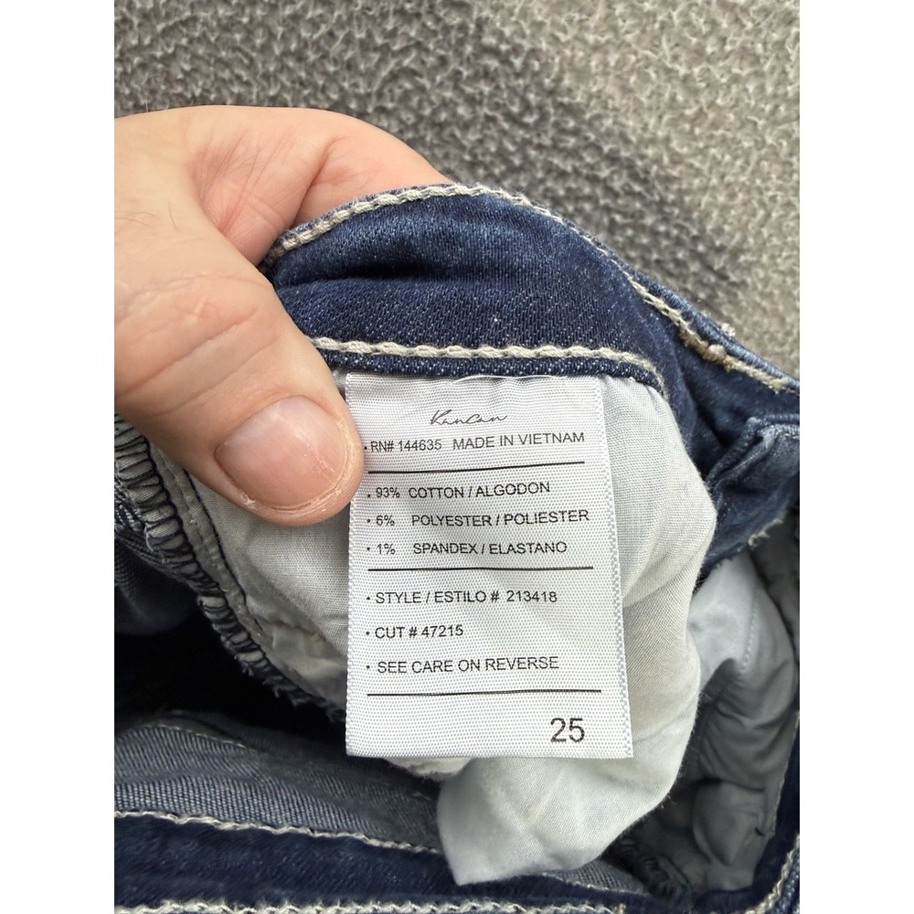 KanCan Jeans Womens 25 Blue Mid Rise Bootcut Stretch Thick Stitch Distressed‎ - Picture 9 of 10